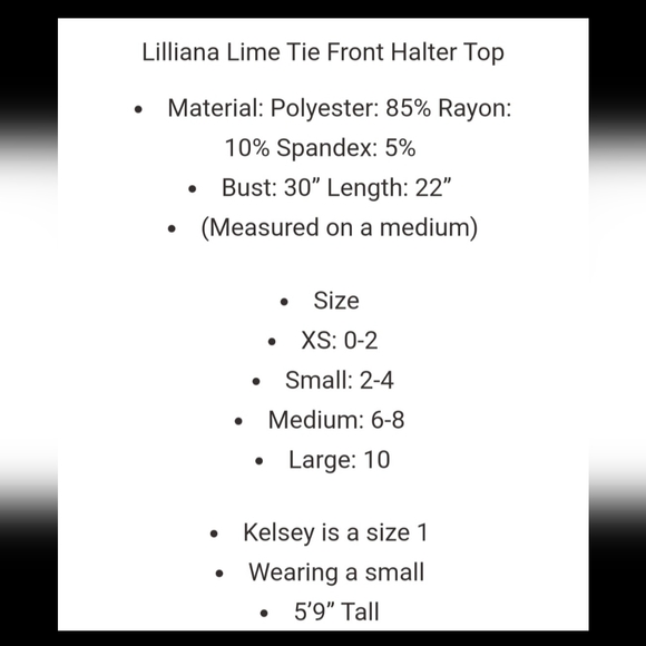Lilliana Lime Tie Front Pink/Lime Halter top, sz M, NWT - Picture 3 of 3